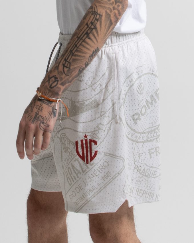 VC World Tour Mesh Shorts with side pockets, inspired by Vic Coast's basketball journey, preorder for 6/30